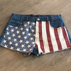 Forever 21 American Flag Denim Shorts Size 27
